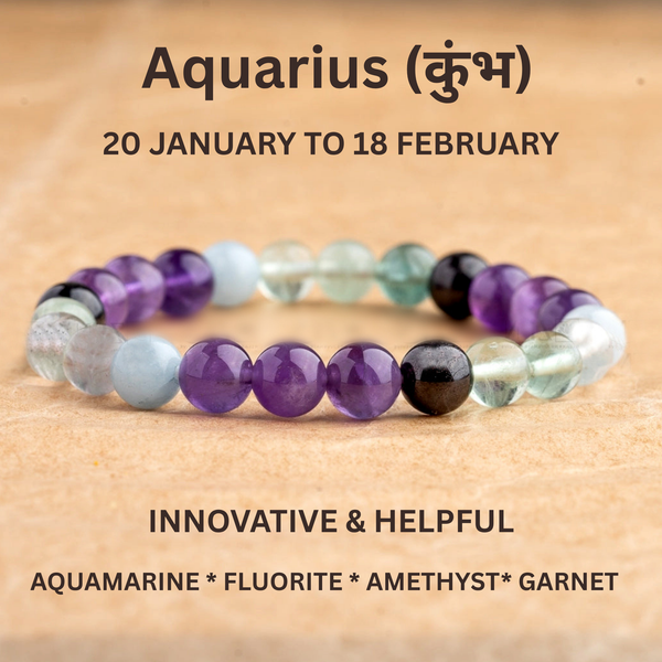 Aquarius Zodiac Crystal Bracelet (कुंभ राशि क्रिस्टल ब्रेसलेट)