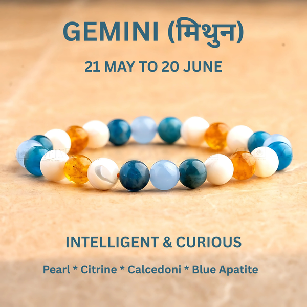 Gemini Zodiac Crystal Bracelet (मिथुन राशि क्रिस्टल ब्रेसलेट)