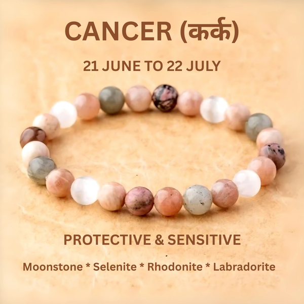 Cancer Zodiac Crystal Bracelet (कर्क राशि क्रिस्टल ब्रेसलेट)