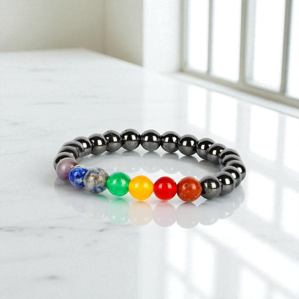 7 chakra Hematite Bracelet
