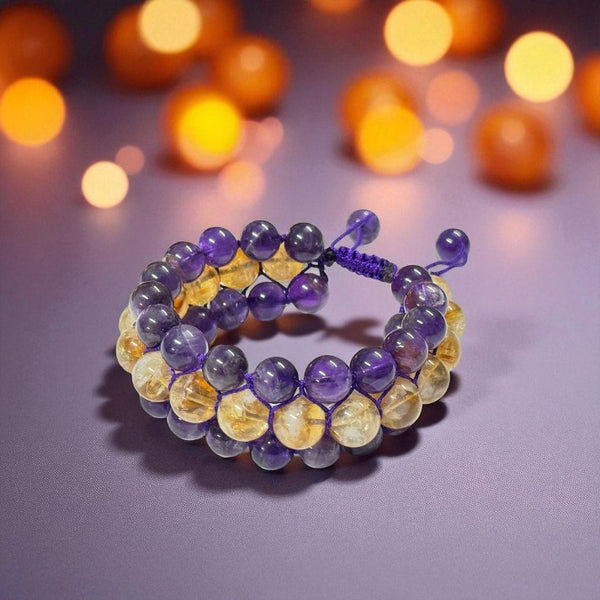 Amethyst & Citrine Shambhala Healing Bracelet